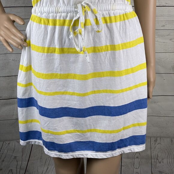 Aéropostale Sundress Juniors Medium Yellow White Blue Striped Ruffled Racerback - Picture 8 of 12